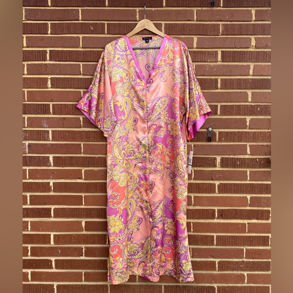 Jones New York‎ Paisley Intimates Swirl Satin Robe NWT Size Large